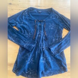 Chaps Navy Lace-Up Long Sleeve Top Women’s‎ Large Preloved